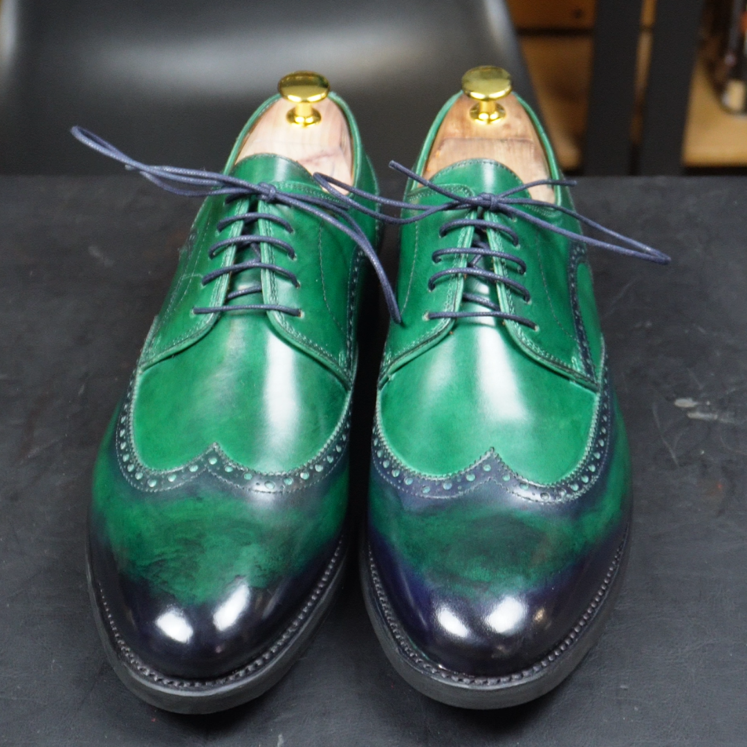 Zapatos Derby Quarter-Brogue con Pátina Artesanal